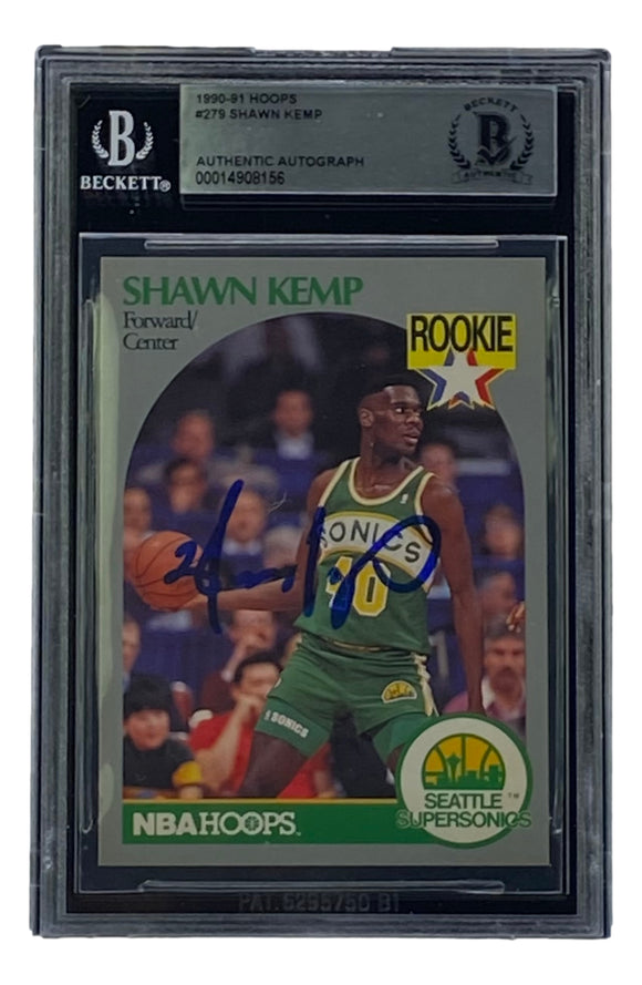 Shawn Kemp Signed 1990-91 Hoops #178 Seattle Supersonics Basketball BAS Sports Integrity