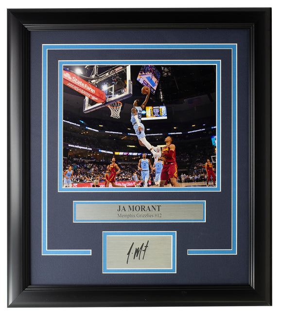 Ja Morant Framed 8x10 Memphis Grizzlies Dunk Photo w/Laser Engraved Signature Sports Integrity