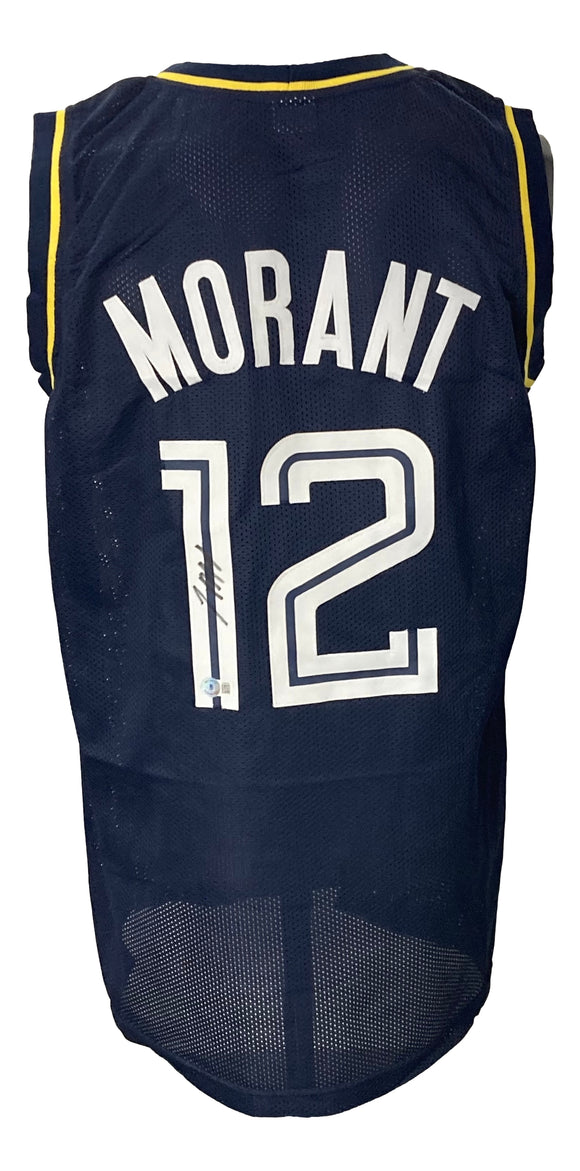 Ja Morant Signed Custom Alternate Navy Blue Pro-Style Basketball Jersey BAS Sports Integrity