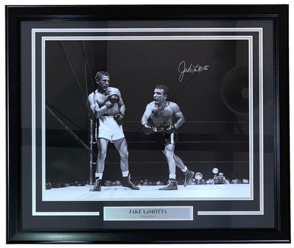 Jake LaMotta Signed Framed 16x20 Boxing Photo JSA