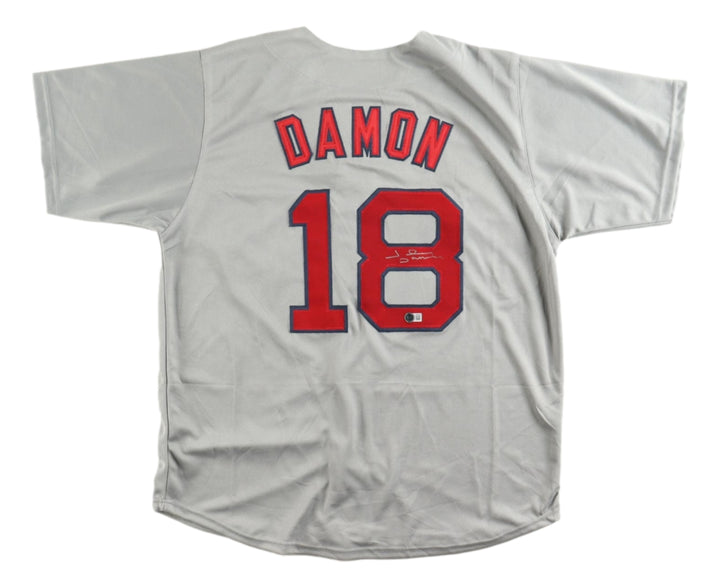 Johnny Damon Boston Signed Gray Baseball Jersey BAS