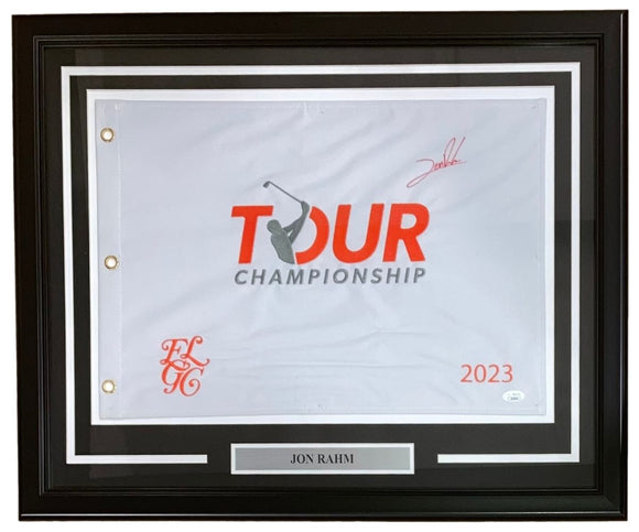 Jon Rahm Signed Framed 2023 PGA Tour Championship Golf Flag JSA