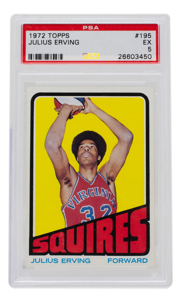 Julius Erving 1972 Topps #195 Squires Rookie Basketball Card PSA EX 5 Sports Integrity