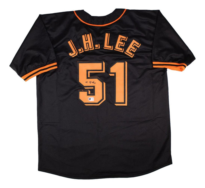 Jung-Hoo Lee San Francisco Signed in Korean Black Baseball Jersey BAS
