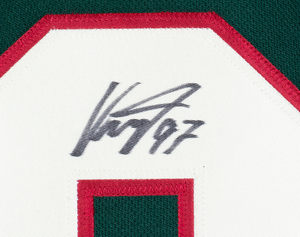 Framed Kirill Kaprizov Minnesota Wild Autographed Green Adidas Authentic  Jersey