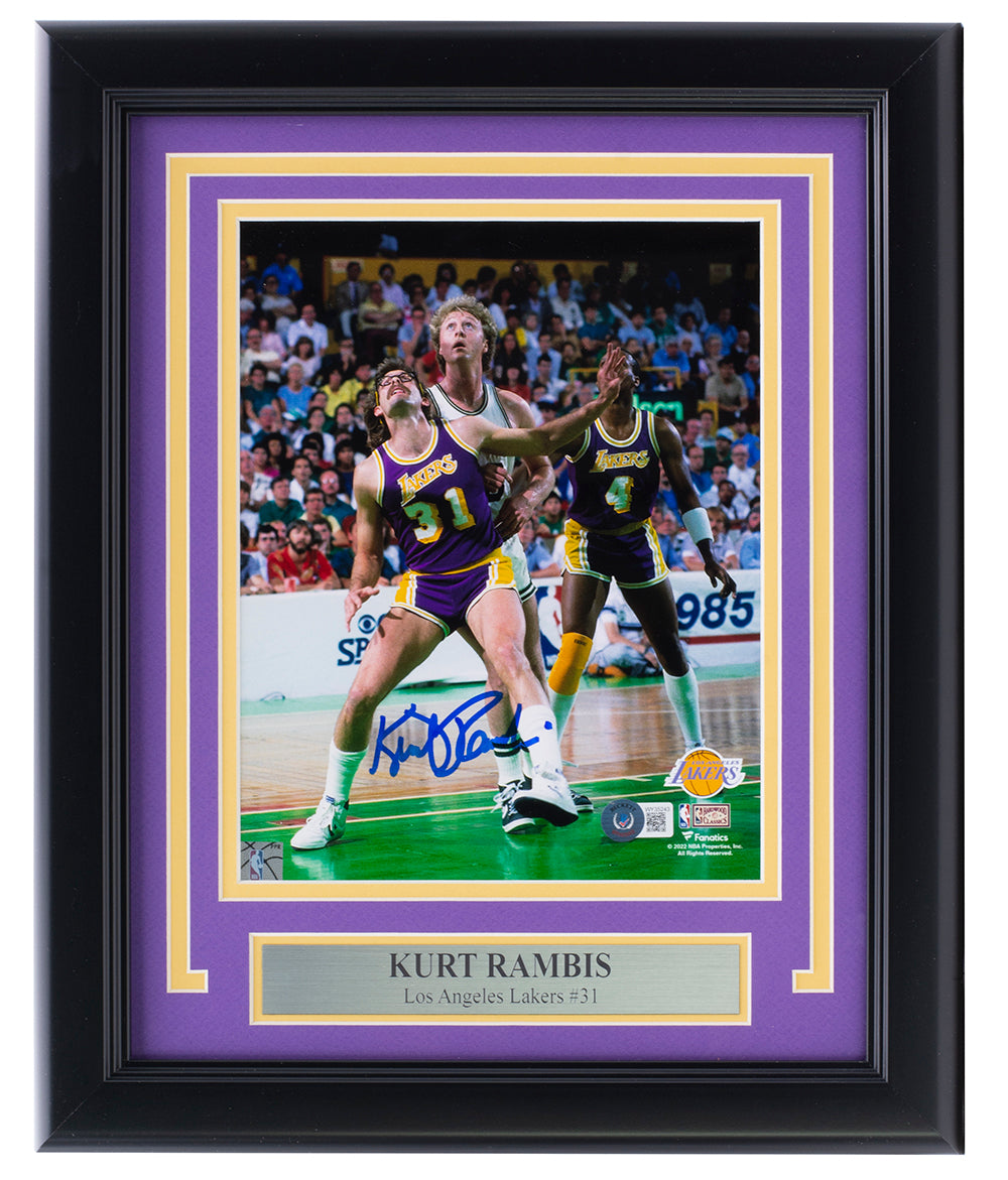 Lakers Kurt Rambis Signed 8x10 Photo Vs Celtics BAS Witnessed
