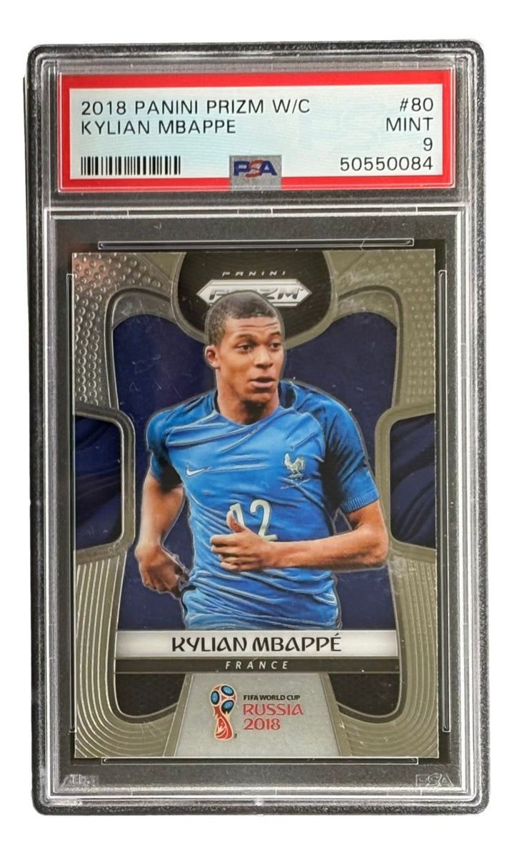 Kylian Mbappe Slabbed 2018 Panini Prizm #80 Rookie Card PSA Mint 9