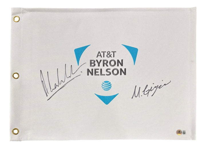 Anirban Lahiri Max Greyserman Signed AT&T Byron Nelson Golf Flag BAS