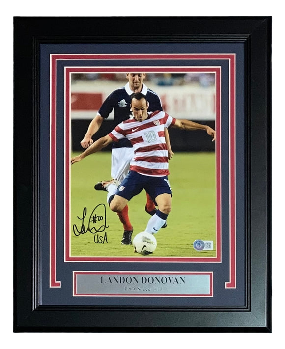 Landon Donovan Signed Framed 8x10 USA Soccer Photo USA Inscribed BAS Sports Integrity