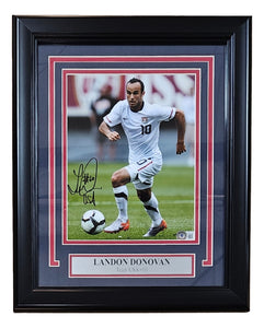Landon Donovan Signed Framed 8x10 USA Soccer White Jersey Photo USA Insc BAS Sports Integrity