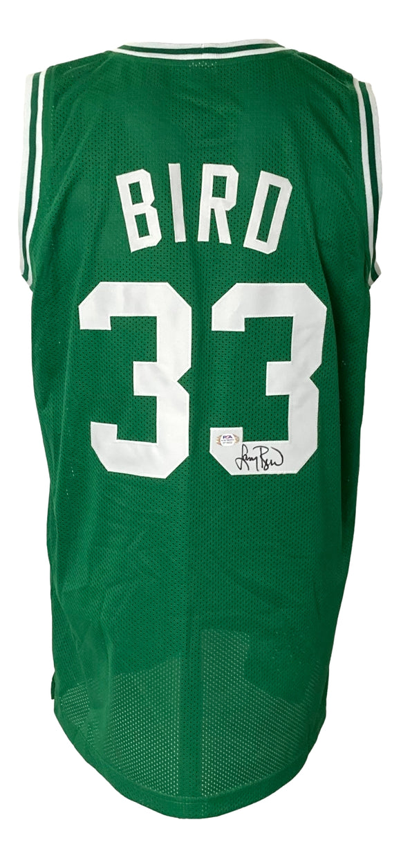 Larry Bird Signed Custom Green Pro-Style Basketball Jersey PSA ITP Sports Integrity