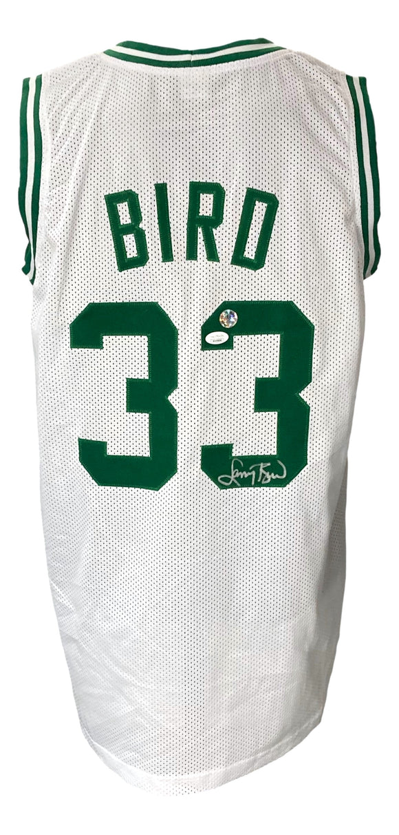 Larry Bird Signed Custom White Pro-Style Basketball Jersey Bird+JSA ITP Sports Integrity