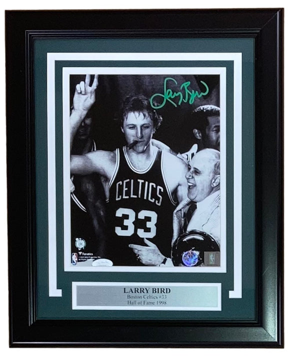 Larry Bird Signed Framed 8x10 Boston Celtics Photo w/ Red Auerbach Bird+JSA ITP