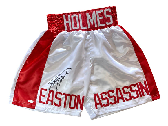 Larry Holmes Signed White Easton Assassin Boxing Trunks JSA ITP Sports Integrity