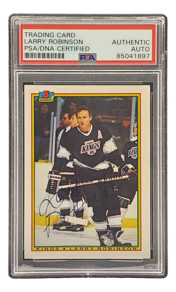Larry Robinson Signed 1990 Bowman #150 Los Angeles Kings Hockey Card PSA/DNA Sports Integrity
