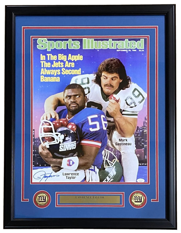 Lawrence Taylor Signed Framed 16x20 New York Giants SI Cover Photo JSA