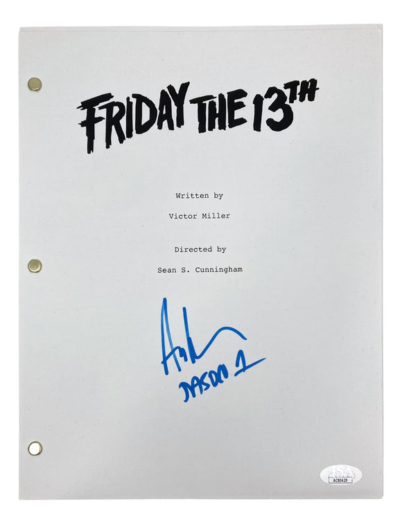 Ari Lehman Signed In Blue Friday The 13th Movie Script Jason 1 Inscribed JSA Sports Integrity