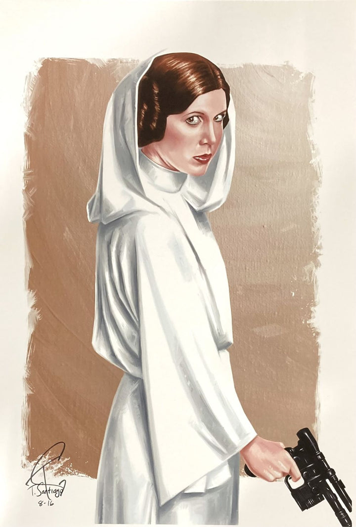 Princess Leia 13x19 Star Wars Lithograph Signed by Tony Santiago