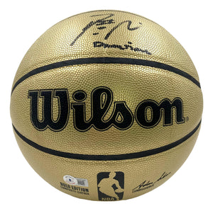 Damian Lillard Bucks Signed Gold Wilson NBA I/O Basketball Dame Time Insc BAS Sports Integrity