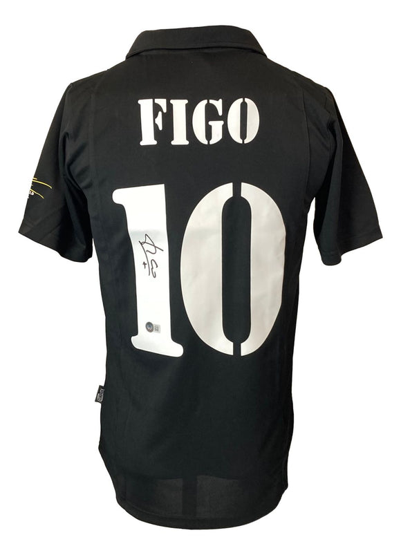 Luis Figo Signed Real Madrid Black Adidas Soccer Jersey BAS