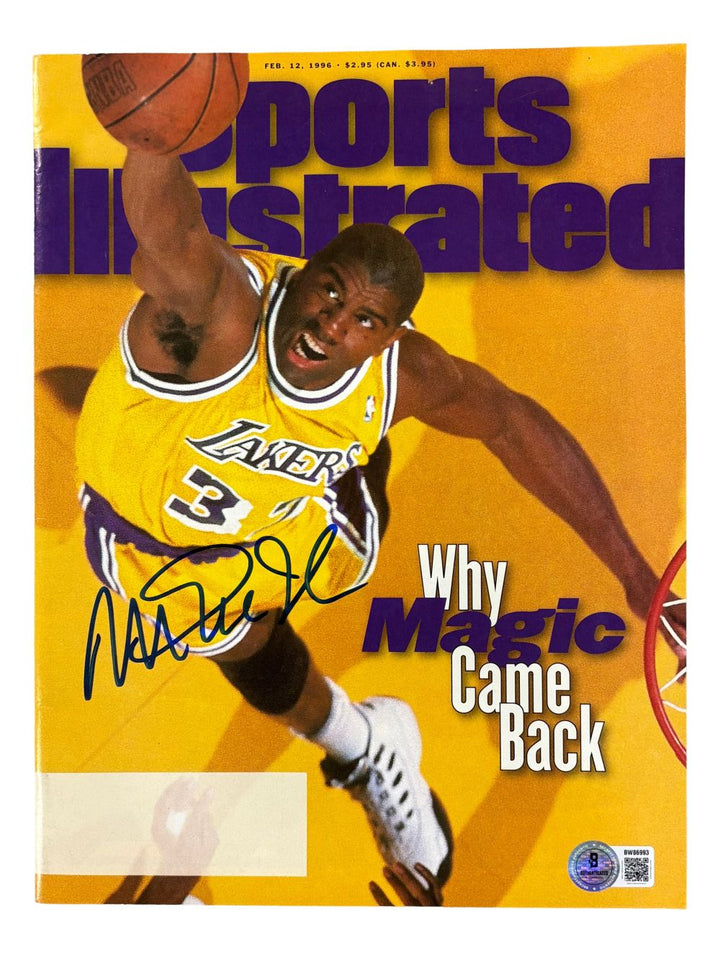 Magic Johnson Lakers Signed Sports Illustrated Magazine Feb 12 1996 BAS