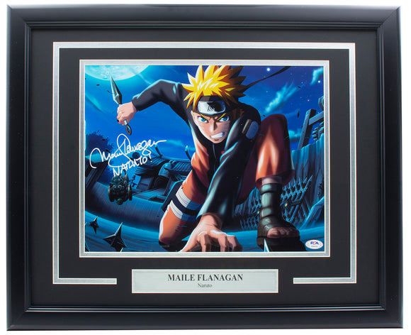 Maile Flanagan Signed Framed 11x14 Naruto Photo Naruto! Inscription PSA Sports Integrity