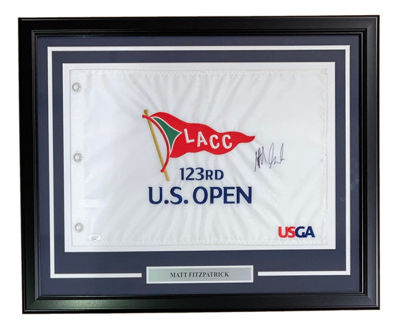 Matt Fitzpatrick Signed Framed 123rd US Open Golf Flag JSA