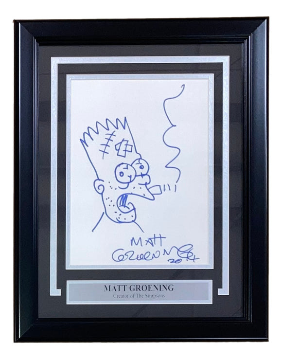 Matt Groening Signed 8x10 The Simpsons Hand Drawn Bart Simpson Sketch BAS LOA Sports Integrity