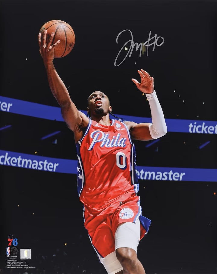 Tyrese Maxey Signed 16x20 Philadelphia 76ers Layup Photo Fanatics