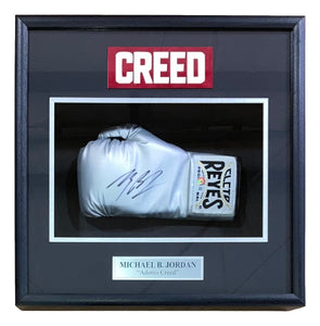 Michael B Jordan "Creed" Signed Framed Silver LH Cleto Reyes Boxing Glove BAS ITP Sports Integrity