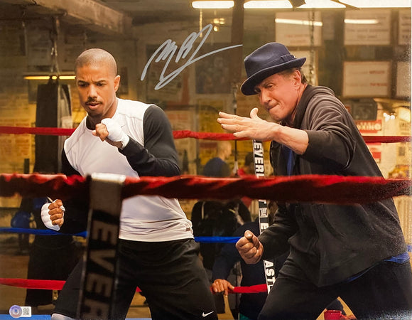 Michael B Jordan Signed 16x20 Creed Movie Training Photo w/ Stallone BAS ITP Sports Integrity