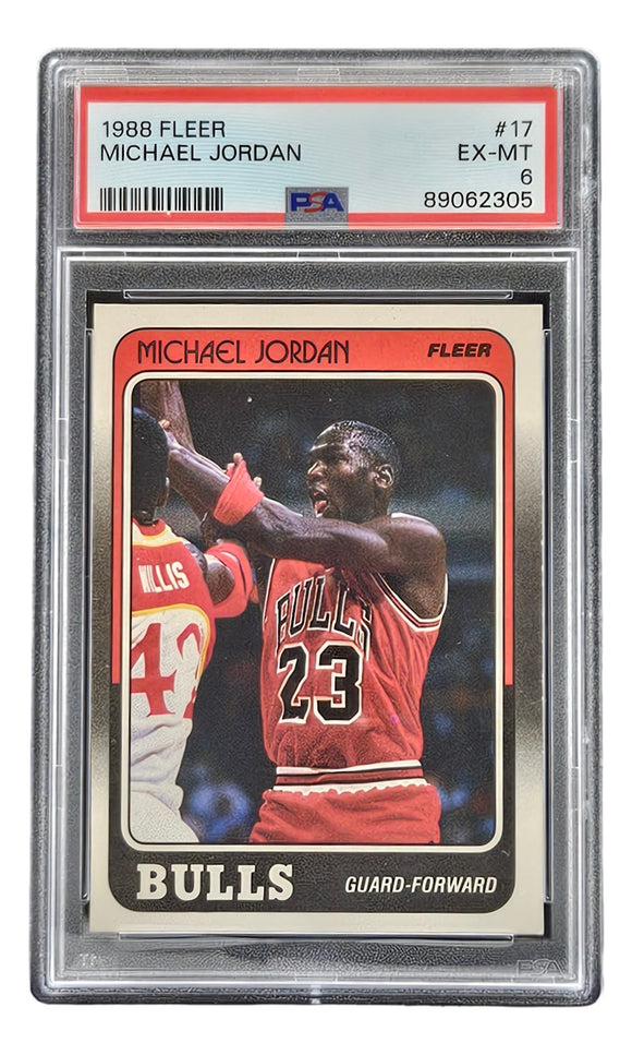 Michael Jordan 1988 Fleer #17 Chicago Bulls Trading Card PSA EX-MT 6