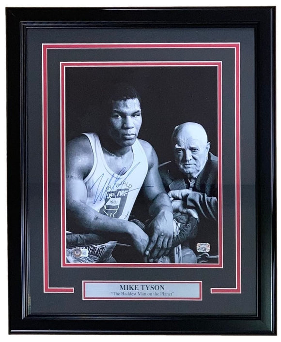 Mike Tyson Signed Framed 11x14 Boxing Photo w/ Raphael Cordeiro BAS
