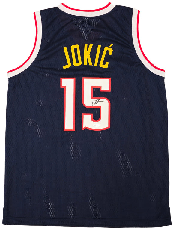 Nikola Jokic Denver Signed Navy Blue Basketball Jersey JSA