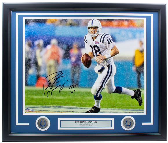 Peyton Manning Indianapolis Colts Signed Framed 16x20 Photo HOF 21 Fanatics Sports Integrity
