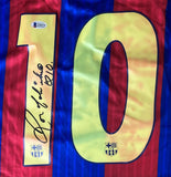 Ronaldinho Signed FC Barcelona Nike Soccer Jersey R10 Inscribed BAS ITP