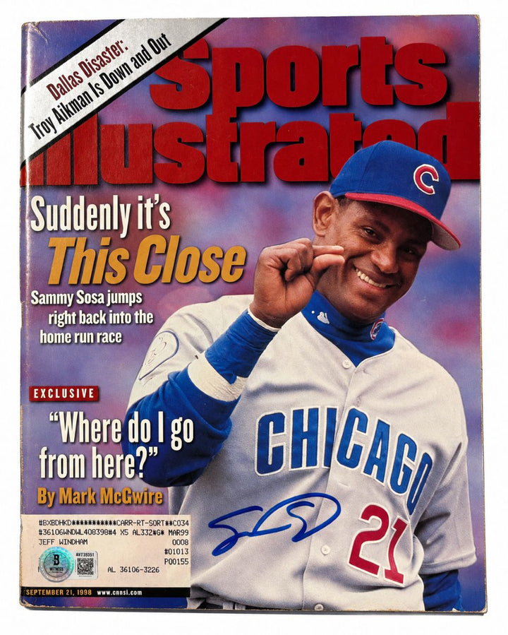 Sammy Sosa Chicago Cubs Signed 1998 Sports Illustrated Magazine BAS