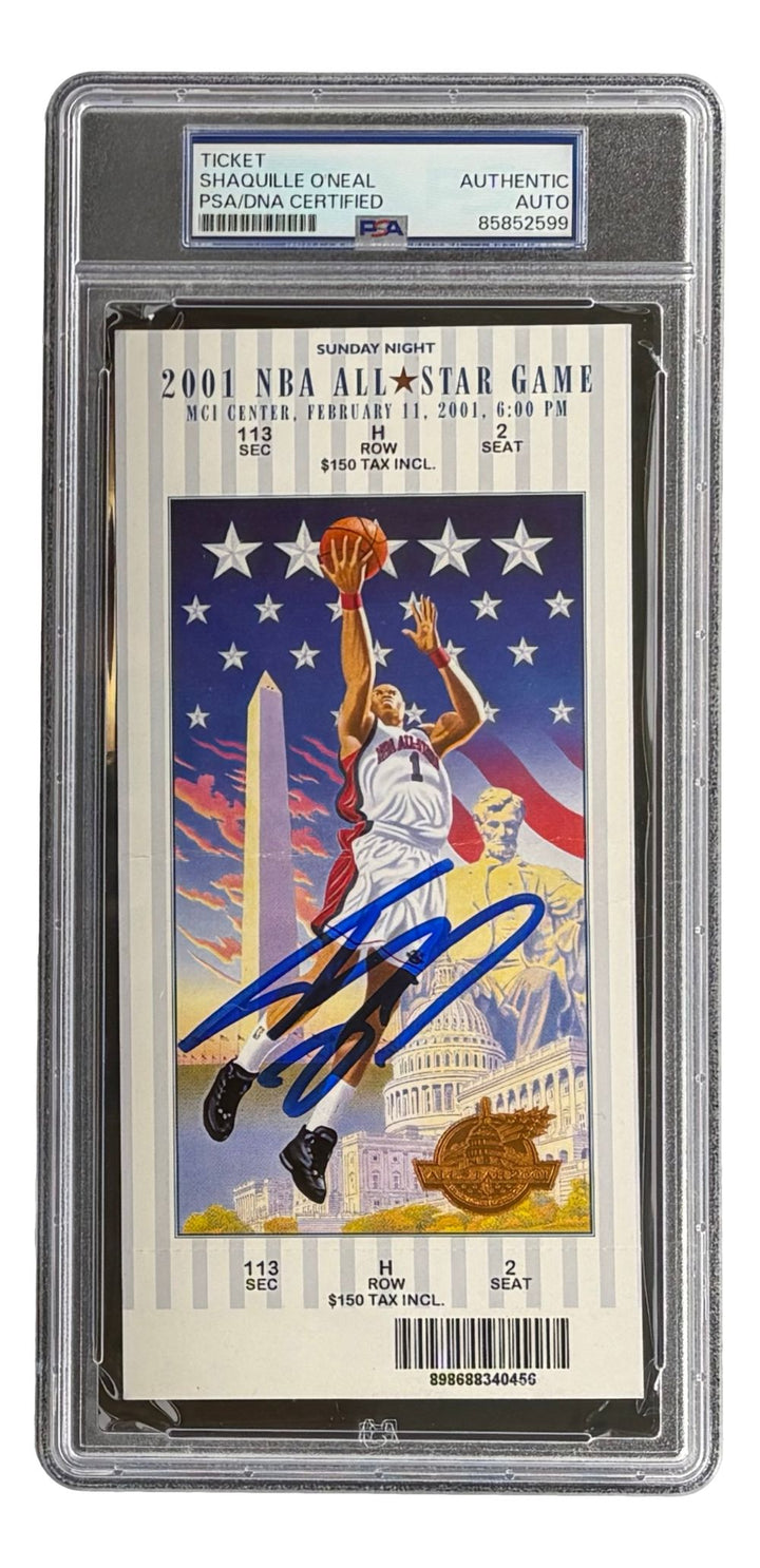 Shaquille O'Neal Lakers Signed 2001 NBA All-Star Game Ticket PSA/DNA