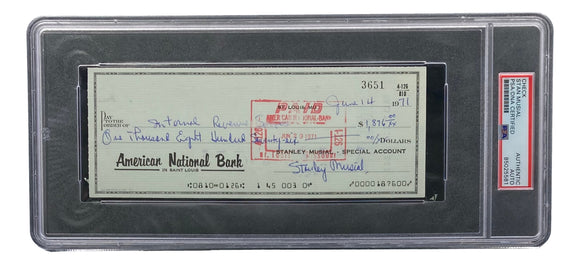 Stan Musial St. Louis Cardinals Signed Personal Bank Check PSA/DNA 85025581 Sports Integrity