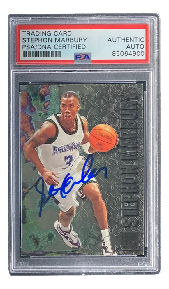 Stephon Marbury Signed 1997 Fleer #189 Timberwolves Rookie Card PSA/DNA Sports Integrity