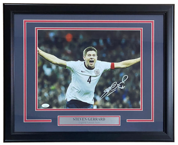 Steven Gerrard Signed Framed 11x14 England National Team Soccer Photo JSA
