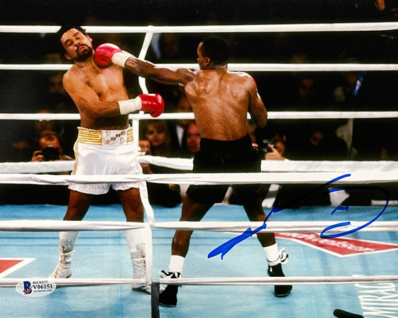 Sugar Ray Leonard Signed 8x10 Boxing Punch Horizontal Photo BAS Sports Integrity