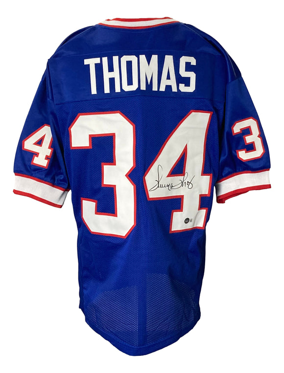 Thurman Thomas Signed Custom Blue Pro-Style Football Jersey BAS ITP Sports Integrity