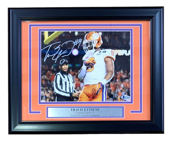 Travis Etienne Signed Framed 8x10 Clemson Tigers Football Photo BAS Sports Integrity