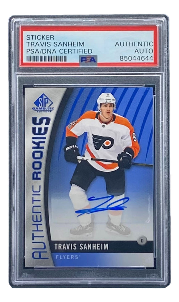 Travis Sanheim Signed 2017/18 SP Game Used #116 Flyers Hockey Card PSA/DNA Sports Integrity