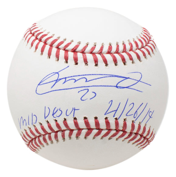 Vladimir Guerrero Jr. Signed Toronto Blue Jays MLB Baseball MLB Debut Insc JSA Sports Integrity