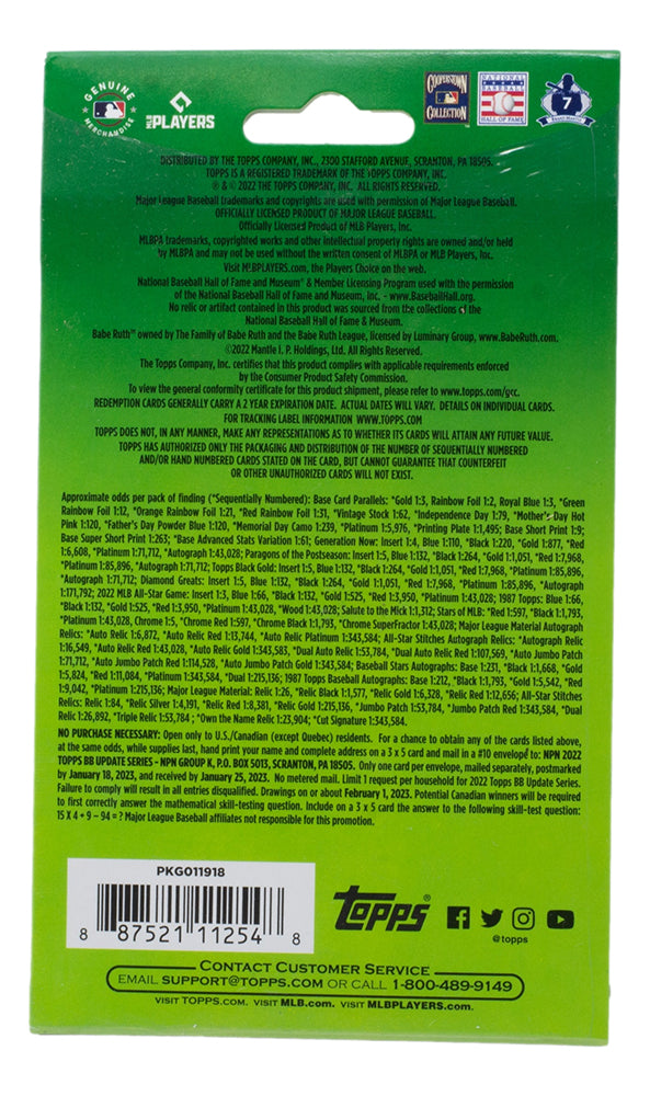 2022 Topps Update Series MLB Baseball Card Hanger Box Sports Sports