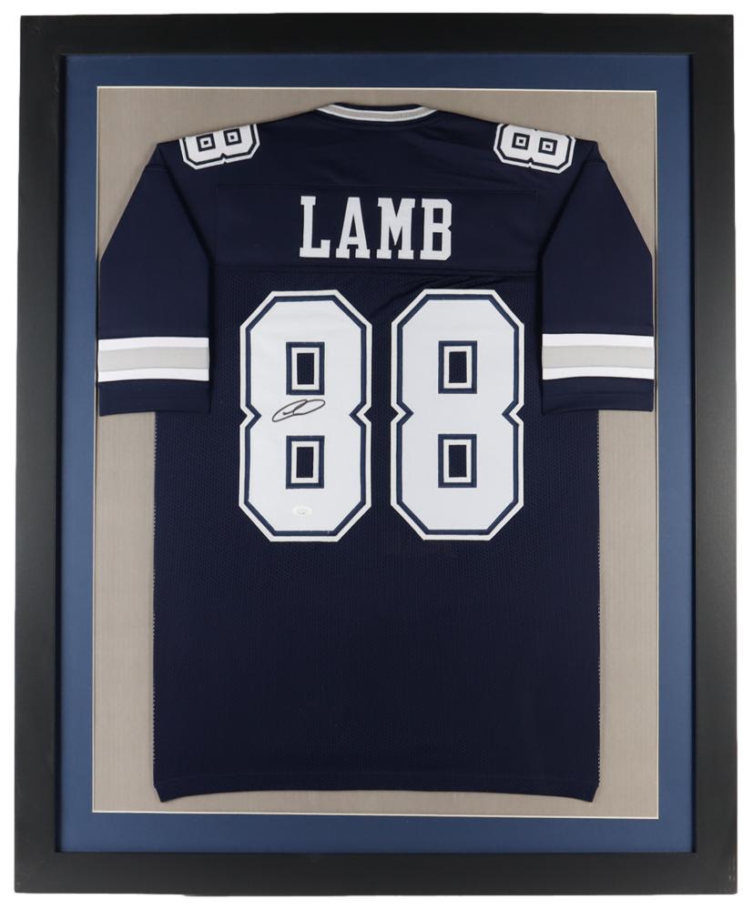 Cowboys Ceedee Lamb Signed Framed Custom Blue Pro-Style Football