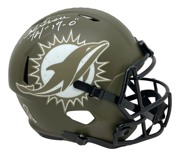 Bob Griese Signed Dolphins FS Salute To Service Speed Replica Helmet 72/17-0 BAS Sports Integrity