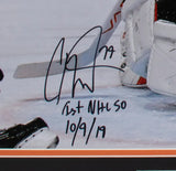 Carter Hart Signed Framed Flyers 16x20 Photo 10/9/19 1st NHL SO Fanatics Sports Integrity